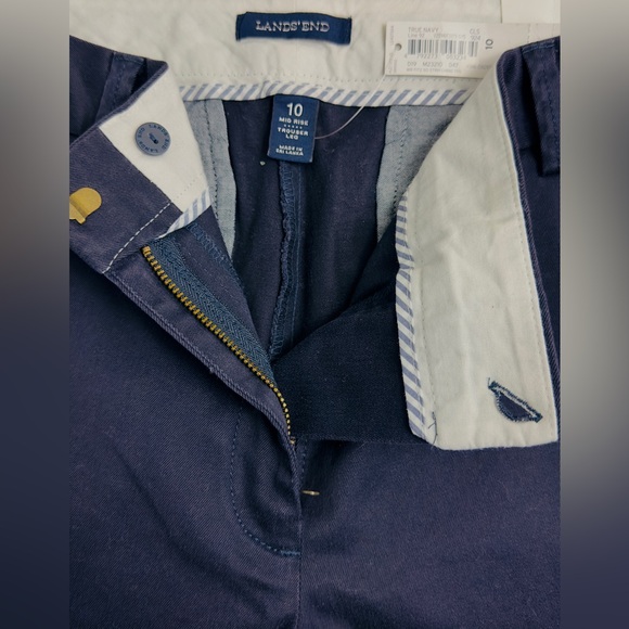 LANDS-END - Women’s Navy Mid Rise Trouser Leg Chino Lighthouse Pants Size 10 NWT - Picture 10 of 11